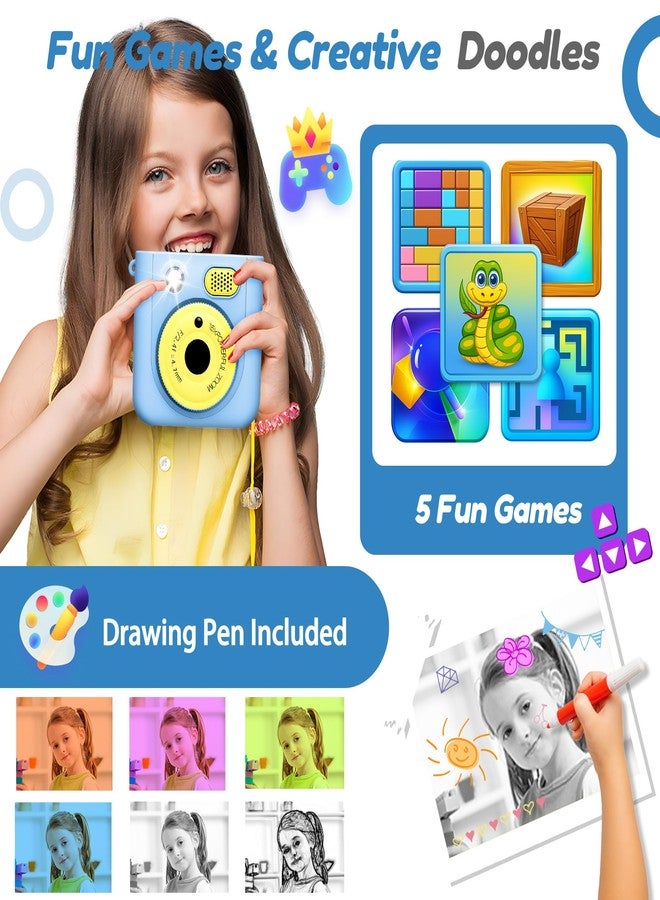 ROHSCE Kids Instant Print Camera, 48MP 1080P HD Digital Camera with Color & B&W Printing, 32GB Card & 3 Paper Rolls, Travel Toy for 3-12 Year Old Boys Girls, Christmas Birthday Gifts (Blue) - Image 5